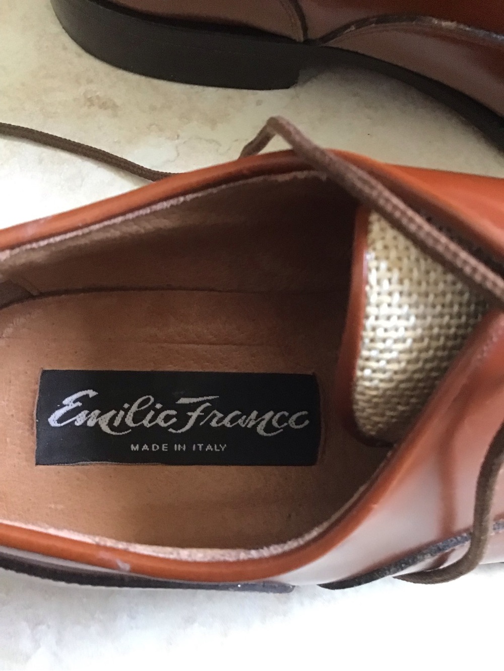 Men's Two-Tone Brown Leather & Cream Woven Derby Shoes - Picture 5 of 7